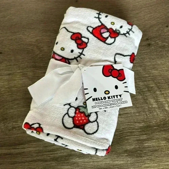 Hello Kitty Strawberry Hand Towels Set of Two NWT - Picture 1 of 1